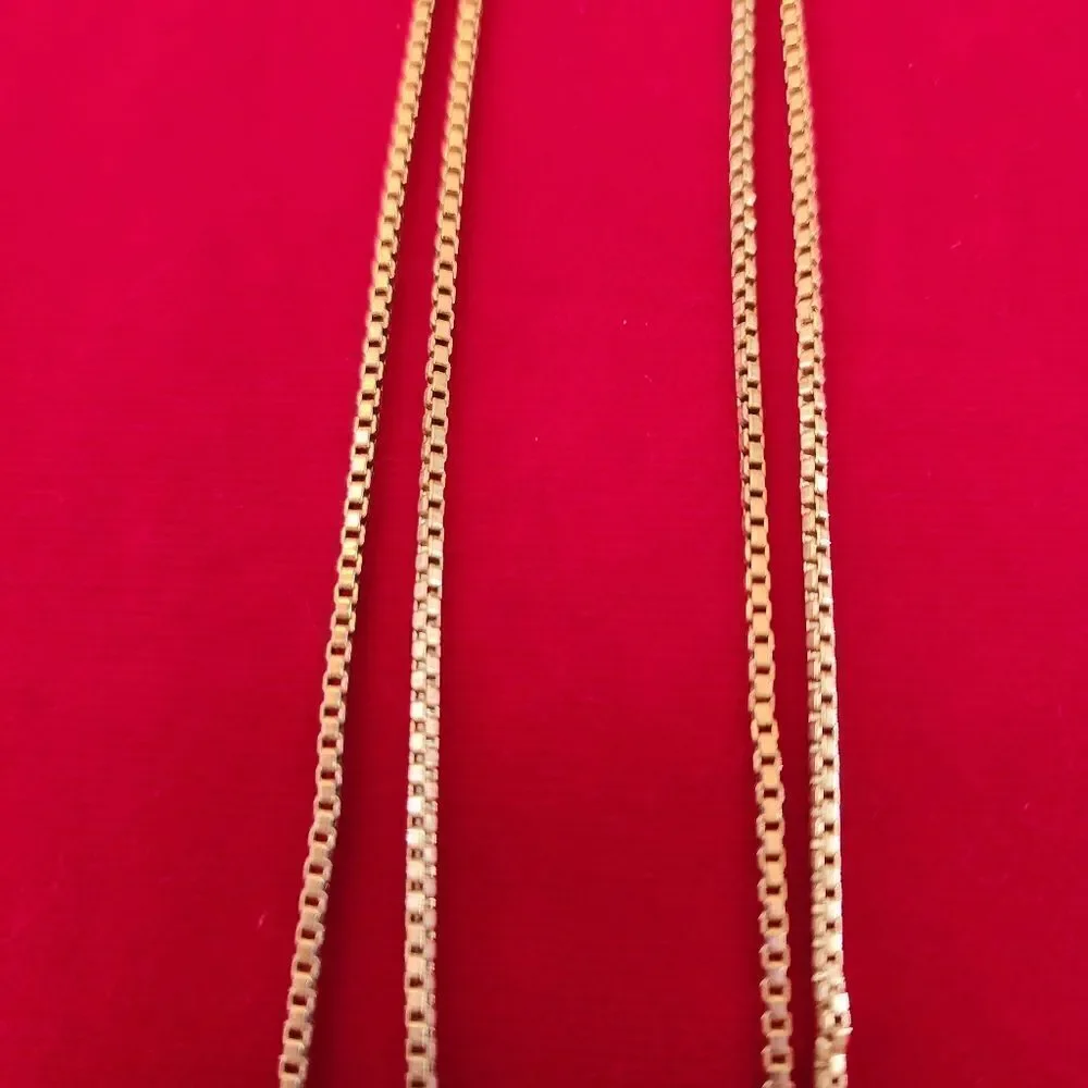 Monet Vintage Gold Plated Diamond Pendant Box Chain Necklace